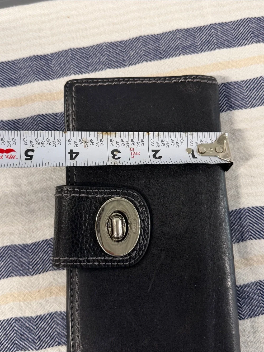 Coach Black Leather Turnlock Checkbook Wallet Organizer Long Bifold